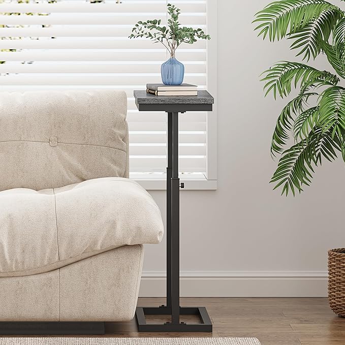 TUTOTAK End Table, Side Table, Tall Couch Table, Sofa Table, Living Room, Bedroom, Grey TB01BY0832