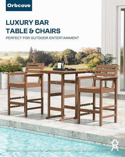 Patio Bar Table, Adirondack Chairs and Table 2 Pieces Set, Bar Height Chairs - Image 6