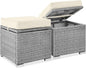 Best Choice Products Set of 2 Wicker Ottomans, Multipurpose Outdoor Furniture for Patio, Backyard, Additional Seating, Footrest, Side Table w/Storage, Removable Cushions - Cream/Gray