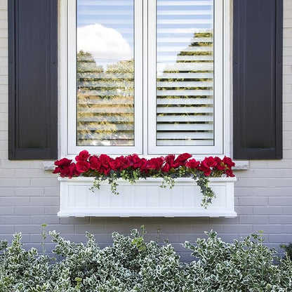 Mayne Cape Cod 4ft Window Box - White - 48in L x 11in W x 10.8in H - Polyethylene - Built-in Water Reservoir (4841-W)
