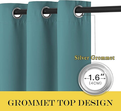 NICETOWN Room Darkening Curtain for Living Room - Energy Saving Thermal Insulated Grommet Room Darkening Curtain/Drape for Bedroom (1 Panel, 46 by 72, Sea Teal)