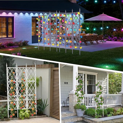 5.25FT Garden Trellis for Climbing Plants Outdoor,White Iron Pipe Support Fence,Metal Wall Lattice Climbing Frame for Potted Plants Indoor for Ivy Vines Vegetable Flower, Patio, Lawn, Yard, Backyard