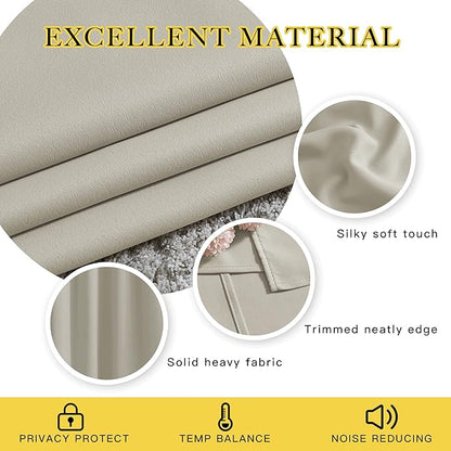 NICETOWN Bedroom Blackout Curtain & Drape 95 inch Length - Thermal Insulated Solid Grommet Sound Reducing Window Drape for Living Room/Laundry, 1 Panel, Natural, W52 x L95