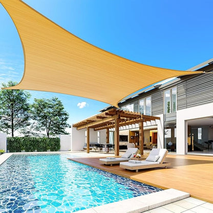 Quictent 24X24FT Large Oversized 185G HDPE Square Sun Shade Sail Canopy 98% UV Block Outdoor Patio Garden with Hardware Kit