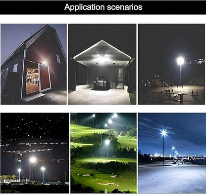 2Pack LED Flood Light Outdoor,250W LED Work Light 25500lmwith 6FT US Plug,IP66 Waterproof Exterior Security Lights,6000K Daylight White Outside Floodlights Slim Design for Playground Yard