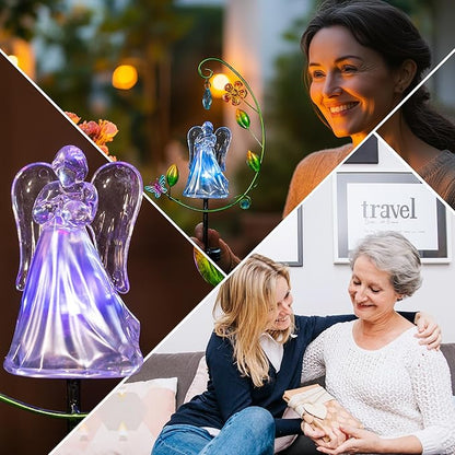 Solar Angel Light for Cemetery Decor - Color Changing Memorial Gift, Outdoor Garden Stake Light for Grave, Yard, Patio - Waterproof Sympathy Decoration with LED