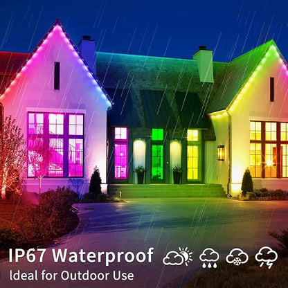 300ft Permanent Outdoor Light, RGB Outdoor eave Light,IP67 Waterproof LED eave Lights,Suitable for Party, Daily,Halloween,Christmas,Rooftop,Garden,Patio（2 Rolls of 150ft）