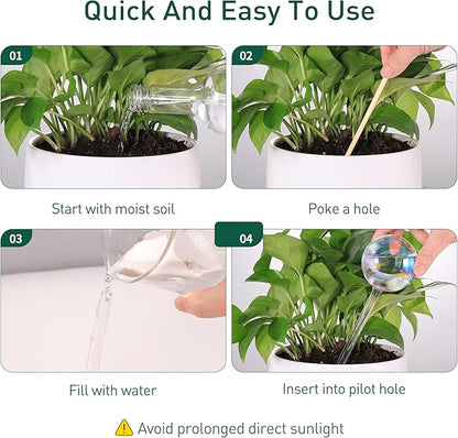 Large Extra-Thick Clear Glass Plant Watering Globes, Rainbow Gradient Self Watering Devices for Indoor & Outdoor Plants, AutomaticWaterer Spikes, Perfect for Daily or Vacation Use, 2-Pack