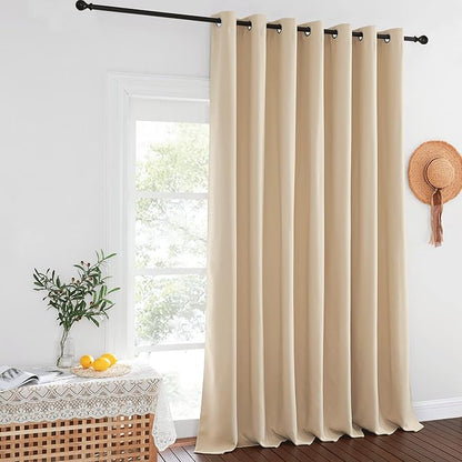 NICETOWN Room Darkening Extra Wide 102 inch Curtain, Grommet Thermal Curtain Voice Reducing Window Treatment for Sliding Glass Door/Bedroom, Biscotti Beige, W100 x L102, 1 Panel