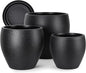 Plant Pots 17.5/14.8/12.2 inch Set of 3, Flower Pots with Drainage Holes, Large Planters for Indoor Outdoor Garden Plants and Flowers. (Black)