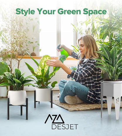 Plant Stand Indoor Adjustable 2 Pack, Metal Modern Indoor Plant Stand, Heavy Duty Plant Stands Outdoor Corner, Stable Plant Holder, Fits 8 to 12 Inches Pots, Black, Pot & Plant Not Included