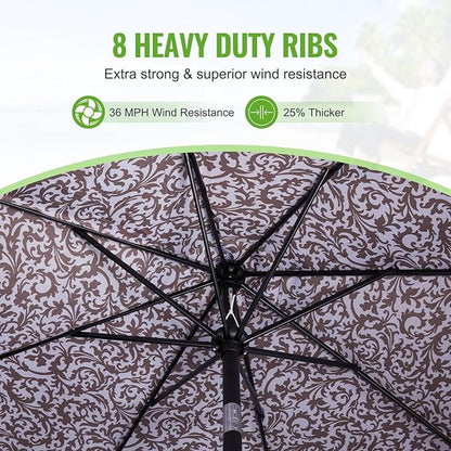 Backyard Expressions 9 ft. Patio Umbrella, Market Table Umbrella w/Tilt and Crank, 8 Ribs