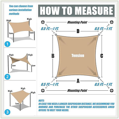 Amgo 14' x 14' x 19.8' Beige Right Triangle Sun Shade Sail UPF50+ Canopy Awning AGSLT, 95% UV Blockage, Water & Air Permeable, 200GSM Heavy Duty Commercial Series(We Make Custom Sizes)