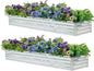 2 Pack 8x2x1FT Galvanized Raised Garden Bed Kit, Outdoor Metal Planter Box for Vegetables, Bottomless Rectangular Gardening Bed with Support Rods, Tool-Free Assembly, Silver