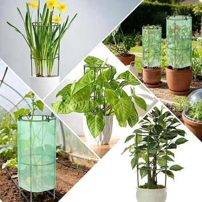 17.7" H Plant Support Stake Cage, Round Plant Support Garden Flower Stakes with Plastic Protective Film, Plant Cages for Indoor Outdoor Small Plants,Tomato, Peony, Hydrangea