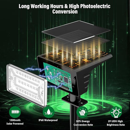 Solar Spot Lights Outdoor with 7 Lighting Modes RGB, 4 Pack Solar Color Changing Lights IP68 with 29 LED & Auto On/Off, Multicolor Outdoor Lights for Outside, Garden, Yard(Multicolor)