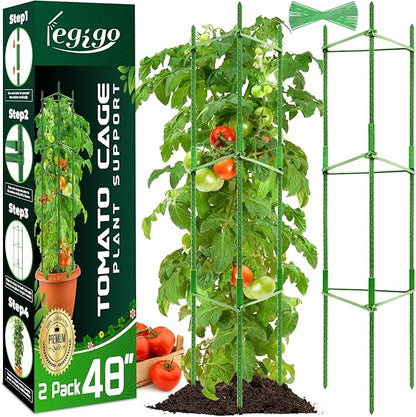 Legigo 2-Pack Tomato Cage for Garden Plant Support - Up to 48in Garden Stakes, Tomato Trellis for Potted Plants, Tomato Cages Plant Stakes for Climbing Vegetables & Flowers