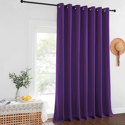 NICETOWN Patio Door Curtain Sound Blocking, Bedroom Privacy Room Divider Curtain, Thermal Insulated Blackout Closet Sliding Door Shade (1 Panel, 100" Wide x 120" Long, Royal Purple)
