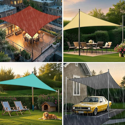 Artpuch Waterproof Sun Shade Sail, 12'x12' Turquoise Rectangular, UV Resistant Rain Canopy, Curved Edges Shade Cloth for Outdoor Patio, Deck, Yard (Customizable)