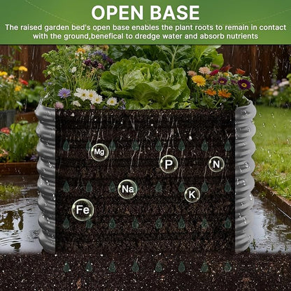 4 PCS Galvanized Raised Garden Bed Outdoor, Metal Garden Bed for Vegetables, Above Ground Garden Box for Flower, Steel Raised Beds for Gardening - 2FT