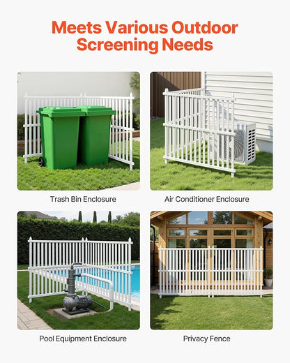 VEVOR 48" W x 48" H Vinyl Fence Panels, Air Conditioner Fence, Outdoor Privacy Screens for Trash Can, Pool Equipment Enclosure, Privacy Screen Kit Strip Panels (2 Panels)