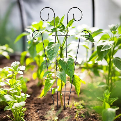 4 Pack 43'' Indoor Plant Trellis for Potted Plants Climbing, Outdoor Metal Garden Trellis Houseplants Flowers Vine Ivy, Wave Shape, Black