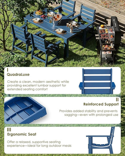GREENVINES Outdoor Dining Chair | HDPE | Patio Chairs | All-Weather | Blue
