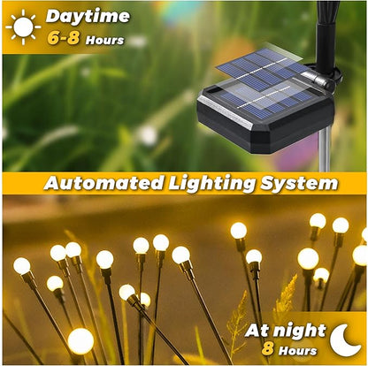 Solar Lights Outdoor-6Pack 48LEDs Solar Garden Firefly Lights Outside,Solar Powered Light Outdoor and Garden Decorative IP65 Waterproof,Yard Patio Pathway Decor,Gardening Gifts for Women,Warm White