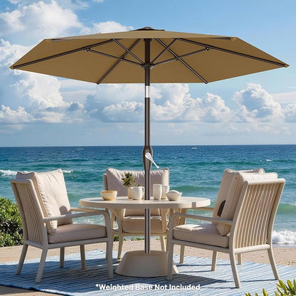 AreShark 7.5FT Patio Umbrella Table Market Umbrella with 6 Sturdy Ribs, Button Tilt/Crank, Heavy-Duty Outdoor Umbrellas for Pool, Deck, Garden and Backyard, Khaki