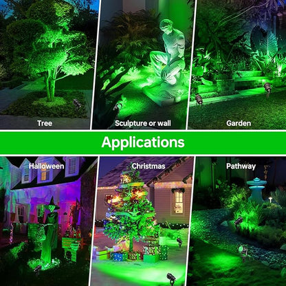 Christmas Spot Lights Outdoor Landscaping Spotlight,12W Green LED Landscape Lighting for Yard Garden St. Patrick's Day Flag Decoration,2Pack