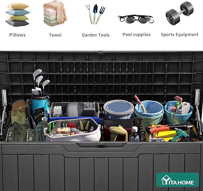 Deck Box 80 Gallon Resin Outdoor Storage with Lock Dark Gray