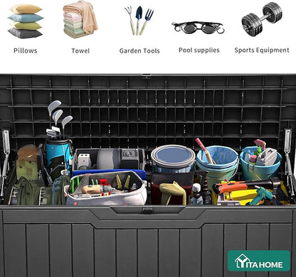 Deck Box 80 Gallon Resin Outdoor Storage with Lock Dark Gray