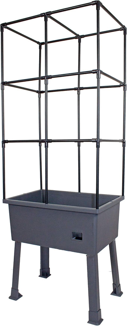 Frame It All Hydroponic Tower with Trellis Frame and Greenhouse Cover, Vertical Garden Planter for Vegetables and Flowers, Self-Watering Garden Tower with 4.35-Gallon Water Storage, 15.75 x 23.5 x 57