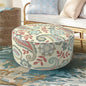 Inflatable Ottoman Stool D21 xH9 for Outdoor/Indoor Use, Water Repellent Patio Foot Rest with Portable Handle,Round Pouf Ottoman Suitable for Garden,Deck and Camping-Paisley Vintage