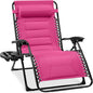 Best Choice Products Oversized Padded Zero Gravity Chair, Folding Outdoor Patio Recliner, XL Anti Gravity Lounger for Backyard w/Headrest, Cup Holder, Side Tray, Polyester Mesh - Hot Pink