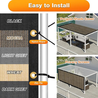 Artpuch Outdoor Pergola Shade Cover 4x7 FT Sun Shade Cloth with Grommets Mocha 90% UV Protection Canopy Patio Privacy Screen (Customized Available)