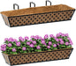 SPECILITE 30" Window Boxes Planters, Heavy Duty Metal Railing Planter Boxes, Adjustable Balcony Planters for Railing Hanging, with Coco Liner & Tool Set for Deck, Porch, and Patio Gardening (2 Pack)