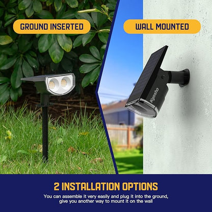 Kyosho Solar Spot Lights Outdoor, IP67 Waterproof 38 LED Solar Powered Landscape Spotlights for Yard, Garden, Driveway, Walkway, Auto On/Off, 3 Modes, 6 Pack
