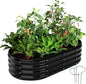 Galvanized Metal Planter Raised Garden Bed Kit for Gardening Outdoor，4x2x1ft Planter Grow Garden Box Raised Flower Bed，Long Vegetable Clearance Herb Raised Garden Beds for Gardening Black