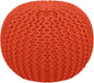 COTTON CRAFT Round Pouf - Hand Knitted Cotton Braid Cord Cable Dori Ottoman - Foot Stool Floor Pouf Footrest Accent Seat Furniture Bean Bag - Living Room Kids Room Nursery Dorm Décor - 20x14 - Orange