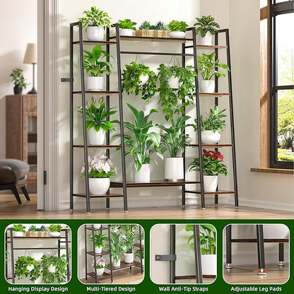 Plant Stand Indoor with Grow Lights, 6 Tiered Metal Plant Shelf, 55" Large Plant Stand for Indoor Plants Multiple, Corner Plant Holder Display Shelf, Tall Plant Rack for Living Room, Patio