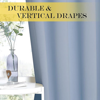 NICETOWN Blackout Drapery Curtain Panel 90 inches Long - Window Treatment Thermal Insulated Grommet Blackout Curtain/Drape for Bedroom Living Room (Vintage Blue, 1 Panel, 46 by 90 inches)