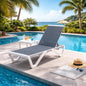Kozyard Outdoor Chaise Lounge Chair, Full Flat Adjustable Patio Lounger with Aluminum Frame & Resin Legs, Textilene Fabric for Poolside, Backyard & Beach (Gray, Chair with Table)