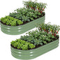 Galvanized Raised Garden Bed Outdoor, 6x3x1ft Oval Metal Raised Beds for Gardening, Rust-Resistant Garden Planter Box for Planting Vegetables, Flowers, Fruits in Lawn(Olive Green, 2 Packs)