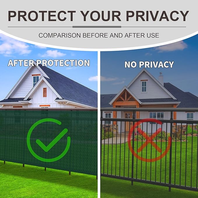 LOVE STORY Custom Size 3'x10' Dark Green Balcony Privacy Screen,UV Block Privacy Fence Screen,90% Shield for Outdoor Pool Garden Apartment Railing