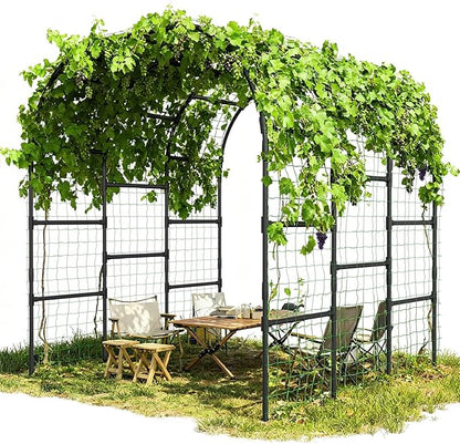 DoCred Garden Arch Trellis for Climbing Plants, 88 Inch Large Garden Trellises Outdoor Metal Plants Support Archway Arbor Tunnel for Vegetables Plant Cucumber Trellis Decoration, Black