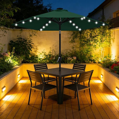 ABCCANOPY Durable Solar Led Patio Umbrellas with 24LED Lights 7.5FT (Green)