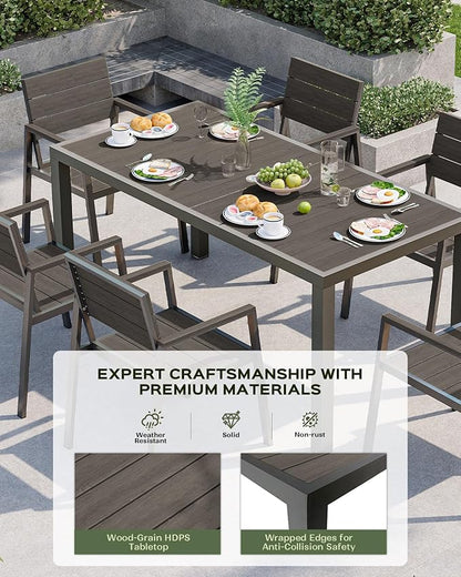 5-Piece Outdoor Dining Set, Aluminum Dining Table Set for 4, Patio Table and Chairs Set with Umbrella Hole, All Weather HDPS Outdoor Table and Chairs for 4 (Charcoal)