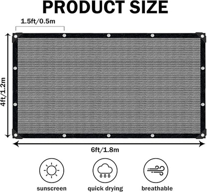 Grey Sun Shade Cloth,Pergola Shade Cover with Reinforced Grommets,90% Shade Fabric Fence Privacy Screen Balcony,Pergola Shade Cover Canopy Garden Carport Porch Deck Patio,4x6FT