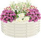 17" Tall Elevated Round Metal Rised Garden Bed- 4'x4' in Size and 0.8MM Thick Durable Planter Box for Vegetables Flowers Succulent at Patio/Garden Outdoor (White, 4FT Diameter)
